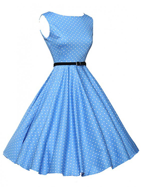 Sleeveless Vintage Tea Dress Belt 