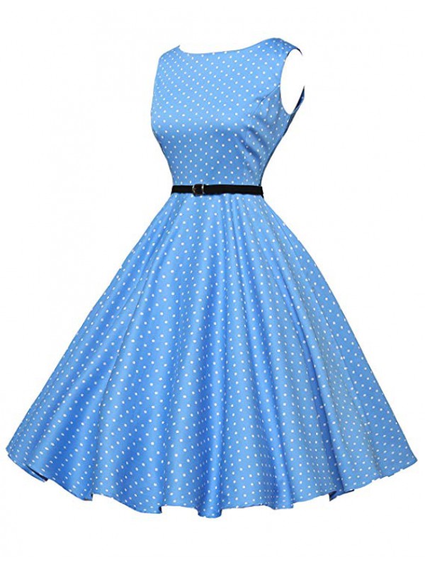 Sleeveless Vintage Tea Dress Belt 