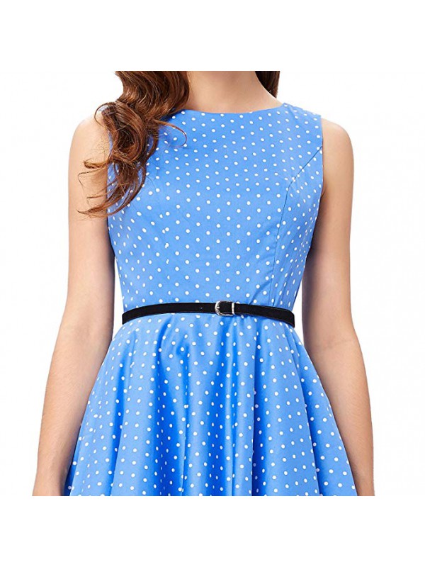 Sleeveless Vintage Tea Dress Belt 