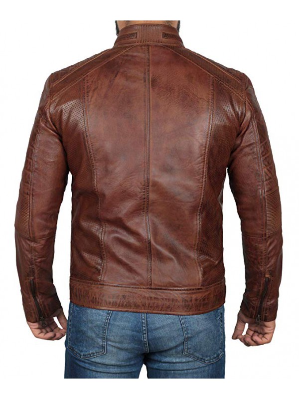 Lambskin Leather Distressed Motorcycle Jacket