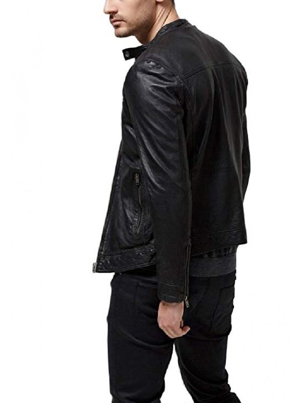 Men's Black Classic Genuine Lambskin Leather Jacket