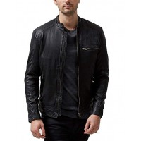 Men's Black Classic Genuine Lambskin Leather Jacke...