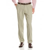 Men's Relaxed Fit Comfort Khaki Cuffed Pants-Pleat...