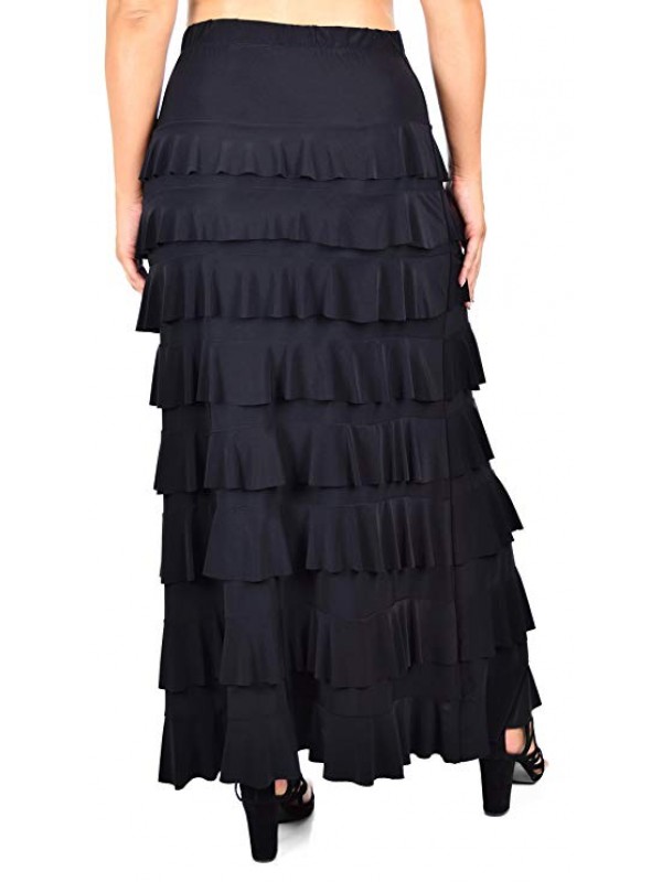 Women Waterfall 8 Tiered Boho Layered Maxi Skirt