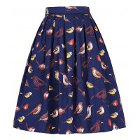 Women Pleated Vintage Skirts Floral Print 