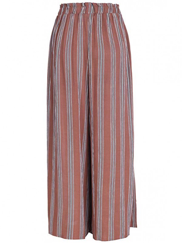 Women's Boho High Waist Split Stripe Wide Leg Pants