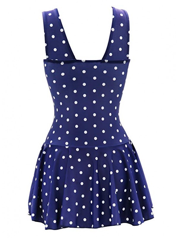 Women's Plus-Size Polka Dot Shaping Body One Piece Swim Dresses Swimsuits