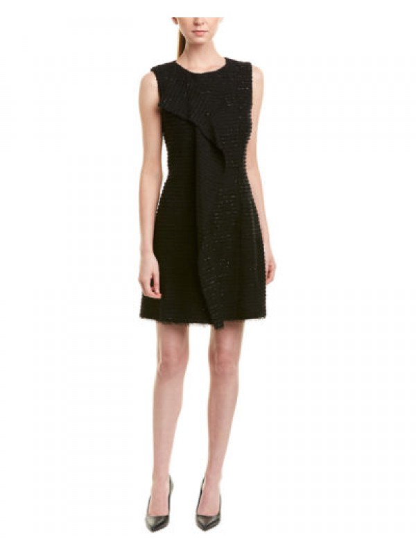 Silk-Lined Wool-Blend Shift Dress